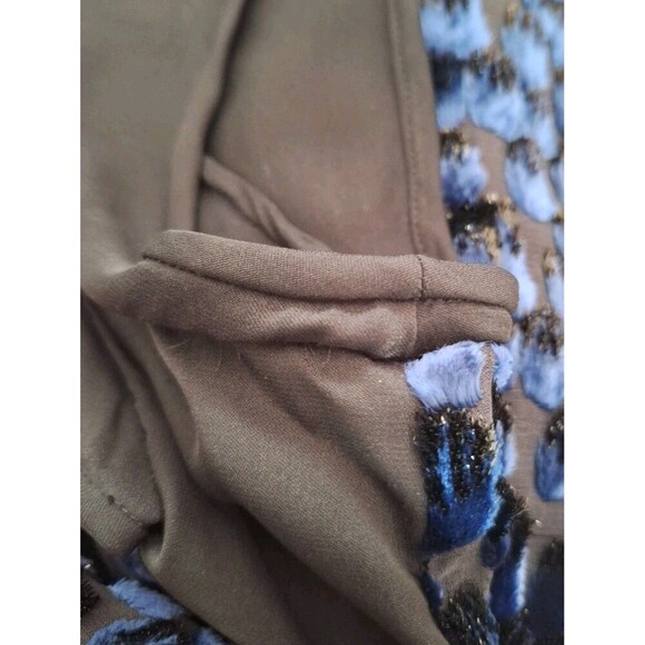 Diane Von Furstenberg Blouse Livian Velvet Burnout Black Blue Gold Size Large - Picture 9 of 9